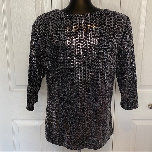 Mandee Metallic Blouse Women’s Size Large - Picture 2 of 7